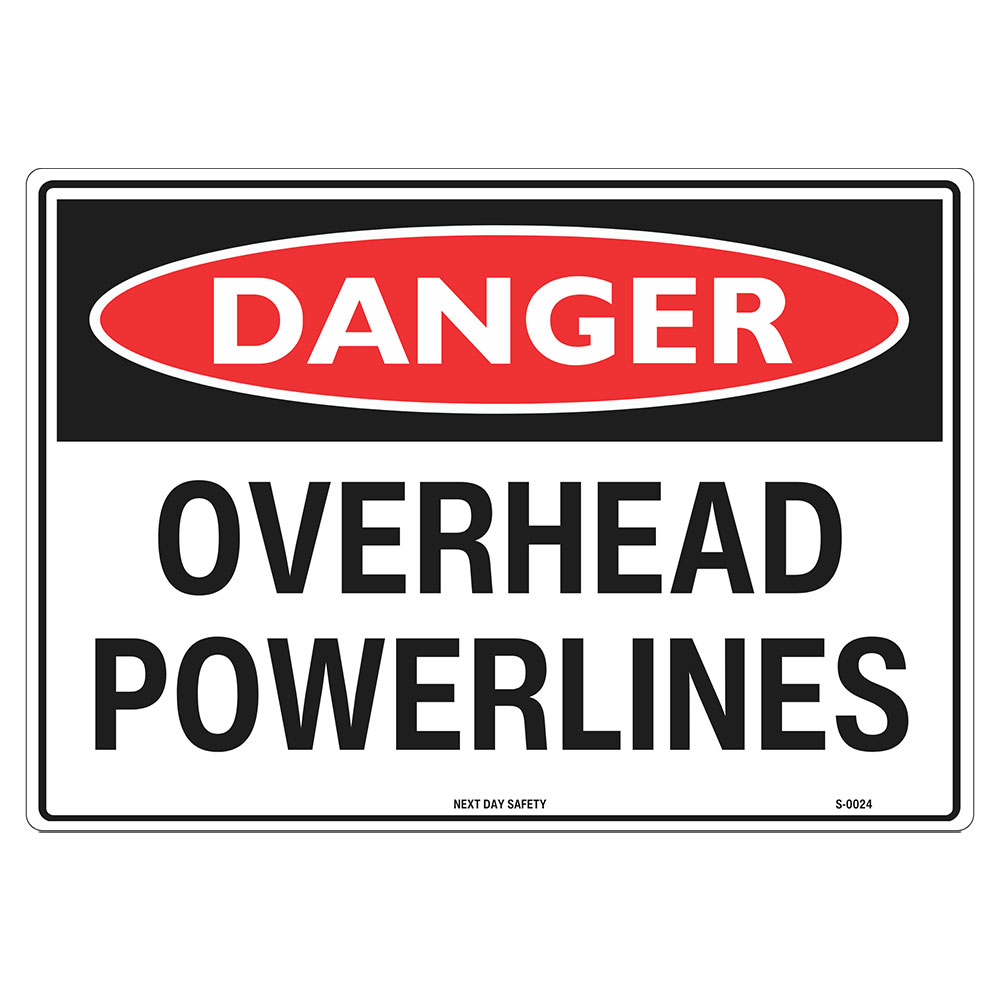 Danger Overhead Powerlines Sign - Next Day Safety