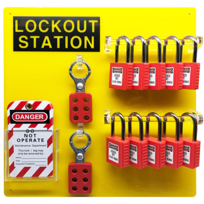 Filled 10 Padlock Open Lockout/Tagout Station - Next Day Safety