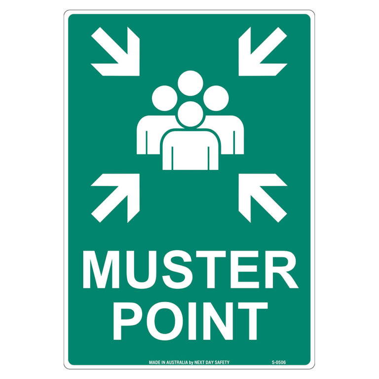 Muster Point Sign With Symbol - Next Day Safety